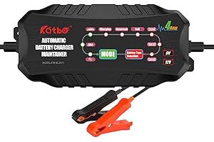 KATBO 4Amp Battery Charger, battery Maintainer 6V 12V 24V car battery charger, trickle charger for Car battery, Motorcycles, Lawn Tractors, Marine AGM, GEL, SLA,WET (LED indicator)
