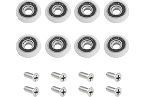 DTXLX 8 Stück Duschtürrollen mit M5-Schraube – Weiß gebogene Türschiene mit exzentrischen Radteilen – Ersatz-Duschräder und Rollen für Glasschiebetüren – 20 mm
