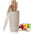 JUSTUP Ensemble de couteaux 6 pièces - Bloc de couteaux de cuisine en acier inoxydable anti-adhésif de couleur kaki - Ensembl