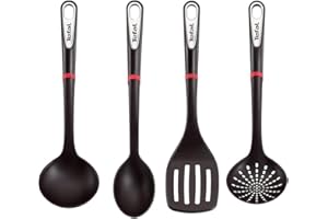 Tefal INGENIO Set di spatola, mestolo e Cucchiaio colino, Argento, Nero, 0 cm