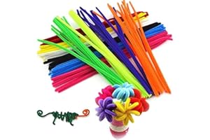 PULABO Tiges de chenille Tinsel Arts de 100 pcs cure-pipes couleurs assorties parfaites pour les projets d'artisanat de bricolage, ornement de Noël rendant durable et pratiquedurable