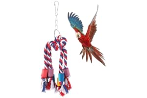 HEEPDD Vogel-Kauspielzeug, Bunte Knoten, Block, Baumwollseil, hängende Schaukel für afrikanische graue Amazonas-Kakadu, Wellensittiche, Sittiche, Nymphensittiche, Lovebird