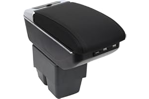 OYHCM Center Armrest for Ford Fiesta MK7 2009-2017 Car Center Console Storage Box, Double Layer Compartment, Leather Car Seat Interior Accessories, Easy Install