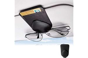 Youzzei Brillenhalter für Auto Sonnenblende, Universal Magnetische Sonnenbrillenhalter Auto, Aufgerüstet Leder Auto Brillenhalter für Ticket-Kartenclip, Auto Sonnenbrillen Halterung(Schwarz)
