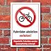 Produktbild Schild Fahrräder abstellen verboten kostenpflichtige Entsorgung 3 mm Alu-Verbund 300 x 200 mm