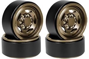 RXZIXYL 1.9" Beadlock Wheel Rim,4pcs RC Aluminium 1.9'' Beadlock Wheels Rims with Nut Caps Scale Hardware for 1/10 RC Car Crawler TRX4 SCX10 Wraith Capra TF2 D90 EX86190 (Dark Gold), B88466