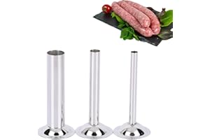 SANON Wurstfüller, 3-Sätze von Edelstahlwürstfüllrohren für manuelle oder elektrische Fleischmühle, Größe 8