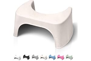 WELL CARE Taburete de Baño Beige (con Fibras de Madera) - Reposapiés fisiológico de Inodoro para Adulto - Favorece la posición Squatty contra el estreñimiento en el WC - Plástico Reciclado