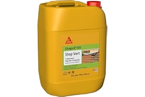 Sikagard 120 Stop Vert, Traitement algicide et fongicide anti-traces vertes prêt à l'emploi, nettoyant désincrustant, élimine algues et lichens, mur, toiture, terrasse, façade, dallage, 20L