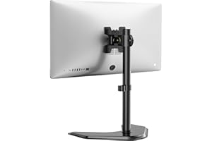 WALI Single Monitor Stand for 13 to 32 Inch Screen, Adjustable Freestanding Monitors Stands with Tilt Swivel Rotate, Universal Monitor Stands for hp acer lg Monitors, VESA 75 & 100mm, Black (MF001)