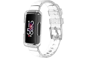 ISABAKE TPU Watch Strap for Fitbit Luxe/Inspire HR/Inspire 2/Ace 2/Ace 3, Transparent Full Protective Replacement Wristbands for Women Kids