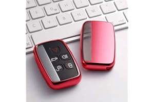 Kelay Soft TPU Key Fob Cover Remote Control Premium Key Protection Case Compatible with Land Rover Discovery Sport Evoque Aurora Jaguar XF XJ XJL XEL XFL F-pace 5 Buttons (red - 1 pcs)