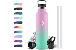 KOLLYKOLLA Botella Agua Acero Inoxidable 750ml, Cantimplora Termo con Pajita y Filtro, sin BPA, Reutilizable, Fácil de llevar, Termo a Prueba de Fugas, Cantimplora para Adultos, Oficina, Escuela, Bicicleta