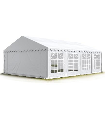 Partyzelt 6x10m Aus Robuster 560g/m² PVC-Plane – Wasserdichtes Gartenzelt In Weiß-Grau