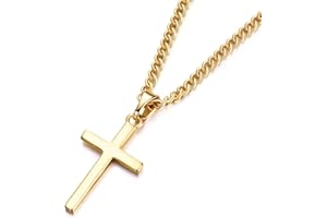 JEWAB Cross Necklace, Small Size Cross Necklaces for Boys Girls with 45+5 CM Chain | Gifts for Teenage Son Grandson Nephew Birthday Easter Thanksgiving Day (Silver/Gold/Black)