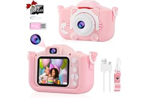 ECOKRA Kids Camera Digital Camera for Girls, Childrens Video Camera 1080P HD 2.0 Inch IPS Screen with Silicone Case 32GB SD Card, Birthday Christmas Toys Gifts Presents for 3 4 5 6 7 8 Year Old Girls (Pink)