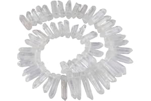 KYEYGWO Titanium Beschichtet Kristall Punkt Perlen Grobe Stein Sticks Spikes Natürliche Quarz Gebohrt 15 Zoll Strang Lose Perlen für Schmuck Machen