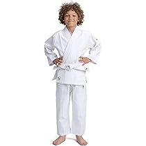 IPPONGEAR Judopak voor beginners 2 kinderen met riem (uitrusting van het Duitse nationale team, elastiek en veters op de broek, stofdichtheid 190 g/ m²) wit