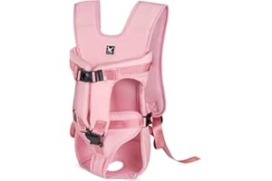 ALLSOPETS Mochila para Perros Ajustable, Mochila Transporte para Perros, Bolsa Frontal para Perros Portátil, Mochila para Mascotas para Caminar Escalada Al Aire Libre (Rosa Pastel, L)
