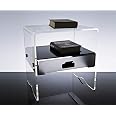 Slato Urano Comodino In Cristallo Acrilico 2 Ripiani – Design Moderno, Made In Italy, Dimensioni L41xP35xH43 Cm, Piegato A Mano