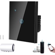 Smart Immersion Heater Timer Switch, 40A WIFI Smart Water Heater Timer  Switch, Smart Wall Touch Boiler Switch with Alexa Google Home, Smart Life,  Light Timer Switch, 8000W, (Black) : Amazon.co.uk: DIY u0026