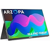 ARZOPA Ecran Portable, 15.6 Pouces, 1920x1080 FHD, Moniteur Portable IPS 100% SRGB avec HDMI/Type-C/USB-C, écran Portable de