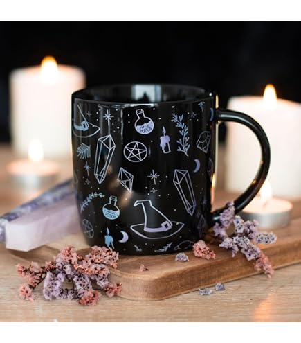Magic & Cats Halloween Tasse – 500 Ml, Keramik, Mit Mystischem Katzendesign, Spülmaschinen- Und Mikrowellengeeignet