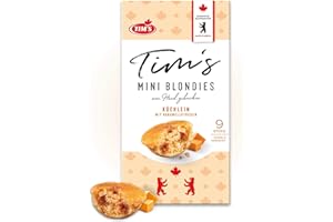 TIMS KANADISCHE BACKWAREN Tims Mini Blondies 180 g I Mini Gebäck mit Karamell Vanille Geschmack I Einzeln verpackte, saftige Küchlein ohne Konservierungsstoffe I Traditionelle kanadische Backwaren Made in Germany