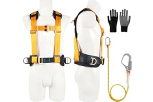 VAPOURD Absturzsicherung Sicherheitsgurt, 2M Verstellbarer Taille Auffanggurt mit Auffanggerät, Tragfähigkeit 150KG, Mehrzweck Luftarbeit Absturzsicherungsgurt für Arbeiten in der Luf