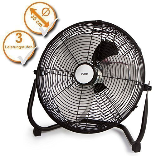 Bodenventilator mit 35cm Durchmesser, 3 Geschwindigkeitsstufen + Stop, Ventilator (Farbe: schwarz)