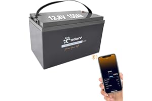 SolarV LiFePO4 12V 150Ah Batterie mit 100A BMS und Bluetooth für Solaranlage, Wohnmobil, Boot, Zuhause, Camping, 10 Jahre Lebensdauer, idealer Ersatz für Blei-Säure, AGM-Batterien