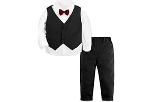 mintgreen Baby Boys Gentleman Suit Set Long Sleeve Shirt with Bowtie + Waistcoat + Pants, Size: 1-4 Years