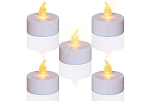 TEECOO Bougies chauffe-plat LED : bougies sans flamme vacillantes à piles, jaune chaud, décoration pour fête, Halloween, festivals, mariages, etc
