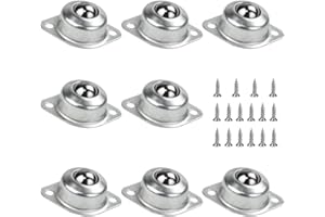 STCRERAG 8 Stück Kugelrollen Möbelrollen Klein Flach Ball Roller Kugellager Transfer Bearing Kohlenstoffstahl Kugelrollenlager Rund Rollen Montiert Lager mit M4*16mm Schrauben für Möbel Förderrolle