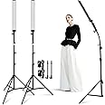 Foccalli LED Video Light, Dimmable Photography Studio Lighting Kit with 4 Colour Cloth and 2M Adjustable Light Stand Tripod for YouTube Video Filming Portraits (2 Pack)