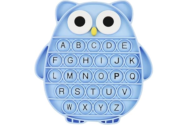 Pop it Fidget Toys, Jouet Anti Stress Enfant Pop it, Silicone Push Bubble Sensory Pop Fidget Toy, avec Boutons Alphabet, Jouet Soulageant l'Anxiété pour Enfants et Adultes(Bleu)