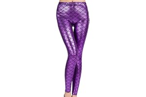 STAR FASHION Femmes Enfants Filles Échelle De Poisson Legging Sirène Métallique Stretch Disco Party Slim Fit Pantalon Skinny Brillant Étincelle Stretch Pantalon