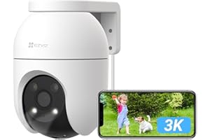 EZVIZ 3K Wifi Security Camera Outdoor Wired, No Monthly Fee, 512GB SD Supports, 360° PT, Colour Night Vision, Human/Vehicle Detection, Auto-Track, Home Wifi CCTV System, Alexa/Google (C8c 5MP)