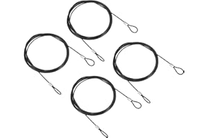 PATIKIL 6.5Ft Safety Cable Lock, 4 Pack Stainless Steel 2mm Dia Security Wire Rope with Double Loop for Stage Lighting Luggage Lock Black