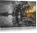 Produktbild herbstliche Landschaft im Morgengrauen B&W Detail, Format: 80x60 auf Leinwand, XXL riesige Bilder fertig gerahmt mit Keilrahmen, Kunstdruck auf Wandbild mit Rahmen, günstiger als Gemälde oder Ölbild, kein Poster oder Plakat