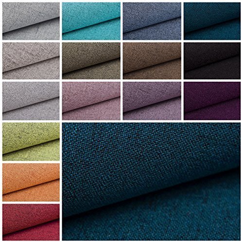 novely® AUEN Premium Möbelstoff | Webstoff| fein gewebter Polsterstoff | Meterware | Bezugsstoff | 23 Farben … (14 Petrol Blau)