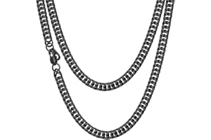 ChainsHouse Herren-Halskette, Edelstahl, große Glieder, kubanisch, für Kinder, Jungen, massiv, Halsreif, Punk, Hip Hop/Goldplatte/Schwarz, Breite 5/7/10/13 mm, Länge 46/51/55/61/66/71/76 cm