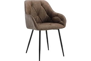Woltu Matsalsstol, köksstol, stol till matsal, vardagsrum, ergonomisk fåtölj, armstödsstol, sits av konstläder i vintagestil