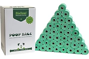 BIOFAMI Bolsas Caca Perro 100% Biodegradables, 540 Bolsas, Materiales Compostables a base de Almidón de maíz, Sin fragancia, Certificación US BPI y EU EN13432 OK Compost Home