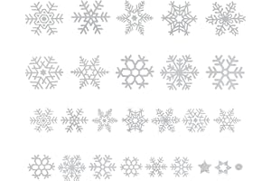 KEYIDO AWCIGG 110 Vetrofanie Natalizie per Finestre con Fiocchi di Neve Glitterati Decorazioni per Finestre in Argento Fiocco di Neve Riutilizzabili Adesivi Natalizi per Finestre di Natale
