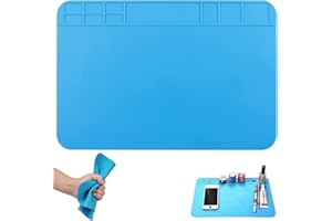 BANTI Tapis de Soudure Silicone 500 °C Tapis de réparation isolation thermique 30 x 20 cm Tapis en Silicone pour Soudage Mobile Ordinateurs Réparations D'appareils Photo(Blue)