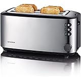 SEVERIN AT 2509 Tostapane 4 fette Maxi 1400W con griglia, tasto scongelamento e regolazione doratura, Tostafette 4 fette, Tos