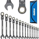 ENEACRO Combination Spanner Set, 14 Piece Non-Slip Wrench Set, Metric 6-19 | Fork Wrench Set Non-Slip 72 Teeth Cr-V Nickel Pl