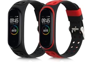 kwmobile Opaska sportowa kompatybilna z Xiaomi Mi Band 4 – opaska z termoplastycznego poliuretanu i silikonu, zestaw do monitorowania aktywności, 2 szt. czarny + czarny, czarny + szary