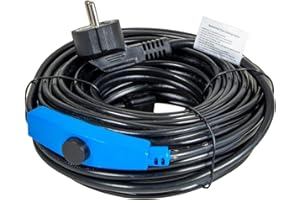 horizont Câble chauffant antigel avec thermostat de 12 m, idéal pour conduite d'eau ou comme chauffage des plantes, chauffage de gouttière étanche, chauffage de gouttière, chauffage d'accompagnement